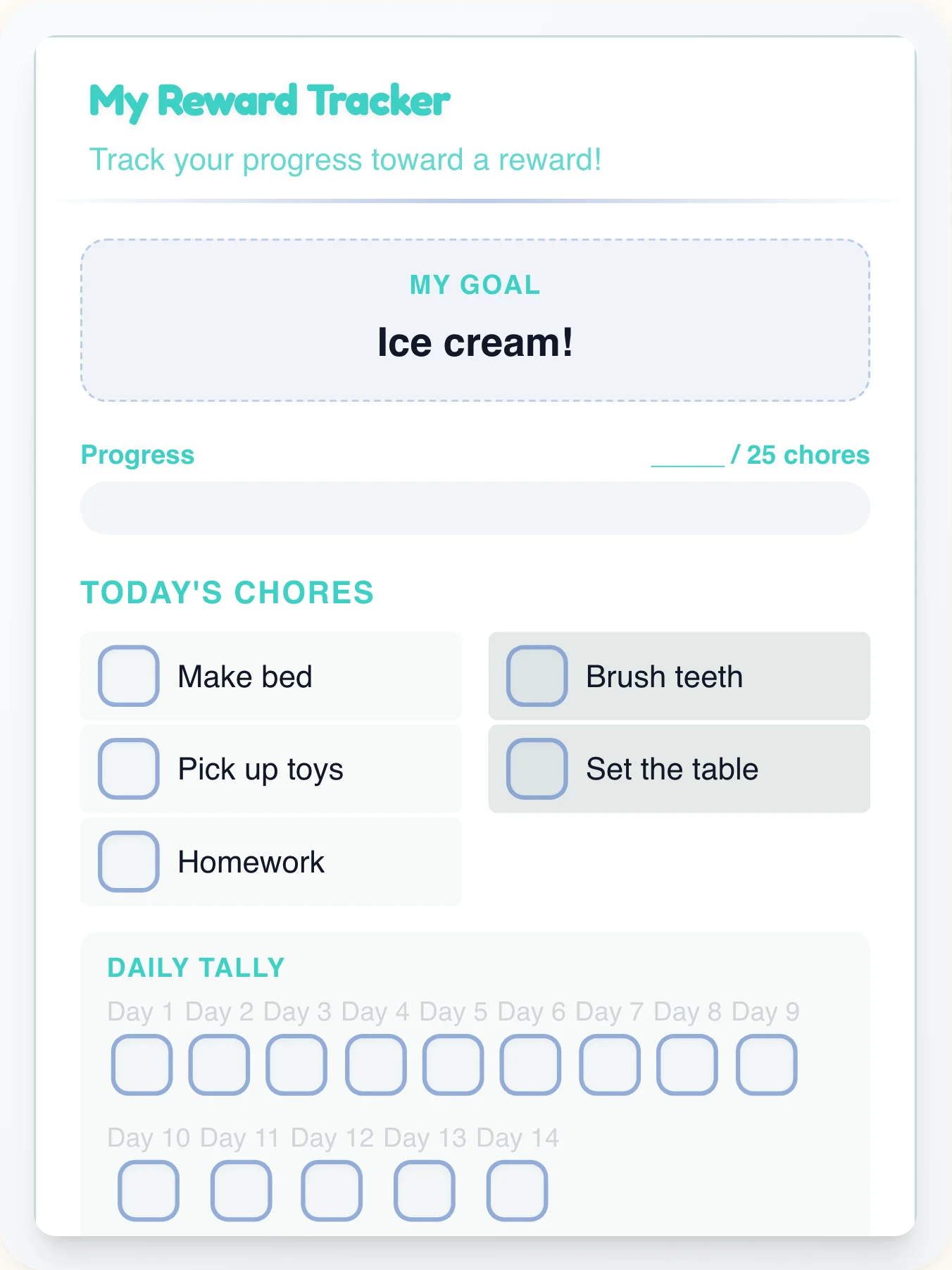 Funky Professional Points Tracker - printable professional chore chart