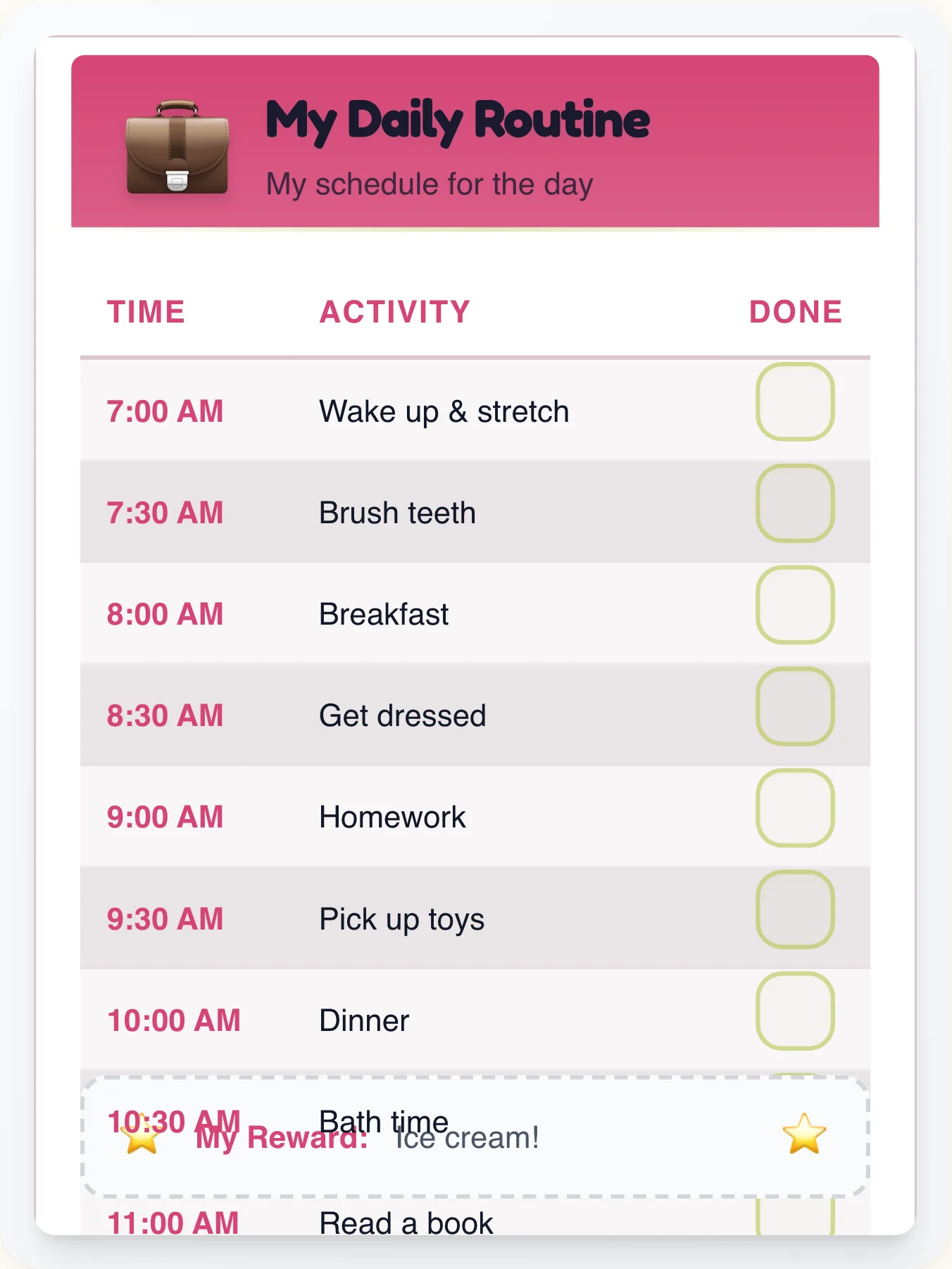 Electric Professional Daily Routine - printable professional chore chart