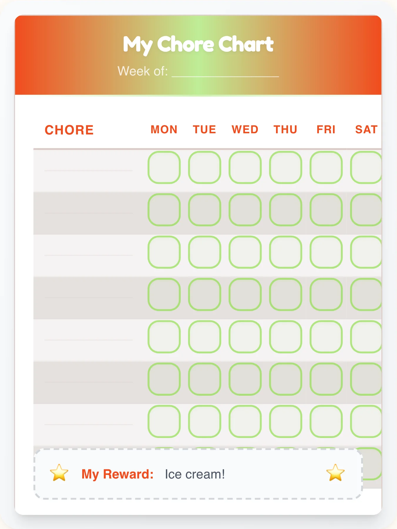 Cozy Professional DIY Chart - printable professional chore chart