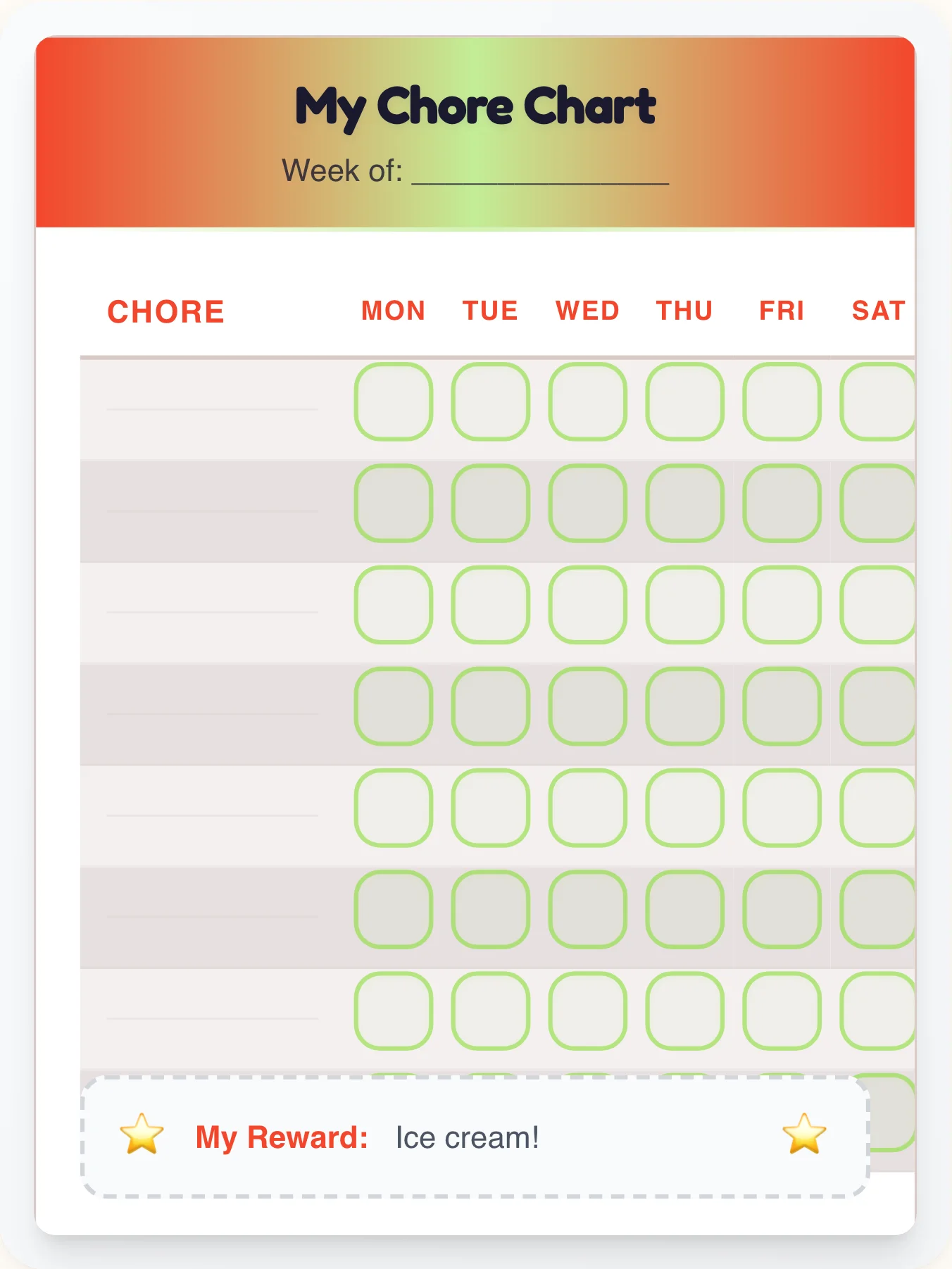 Cozy Professional Free Form - printable professional chore chart
