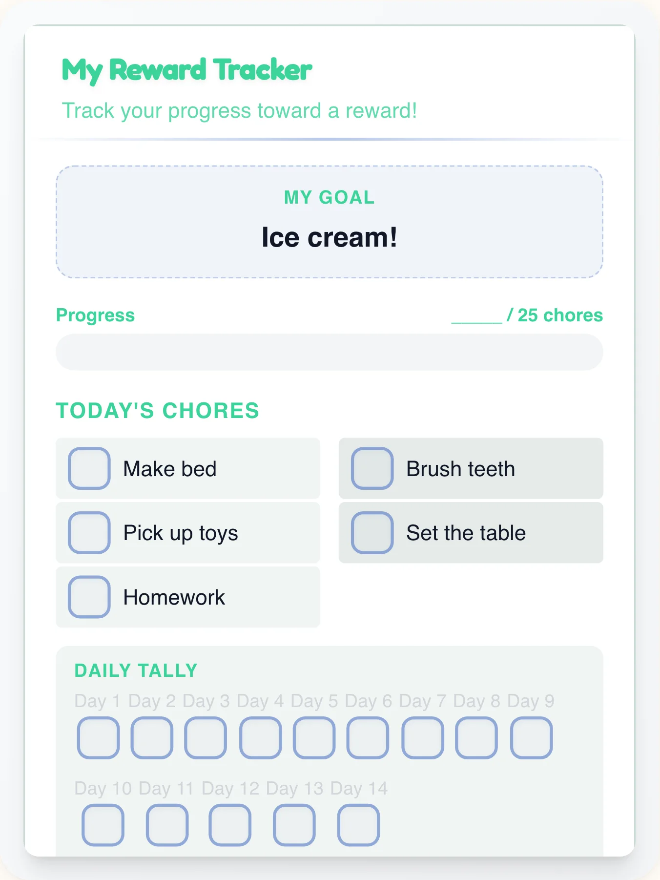 Dainty Professional Points Tracker - printable professional chore chart