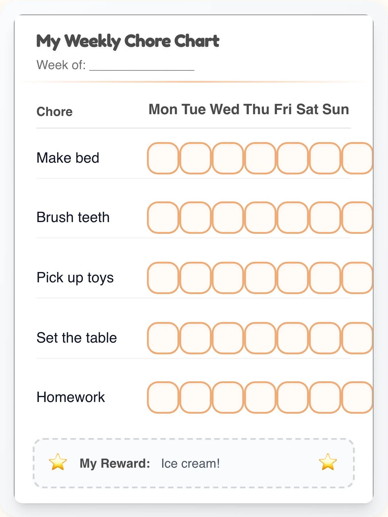 Architect's Notebook Chore Chart - printable professional chore chart