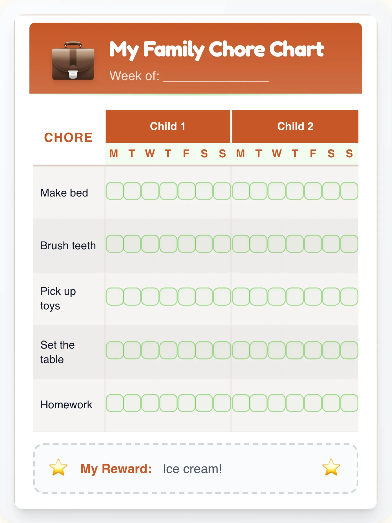 Dreamy Professional Team Chart - printable professional chore chart