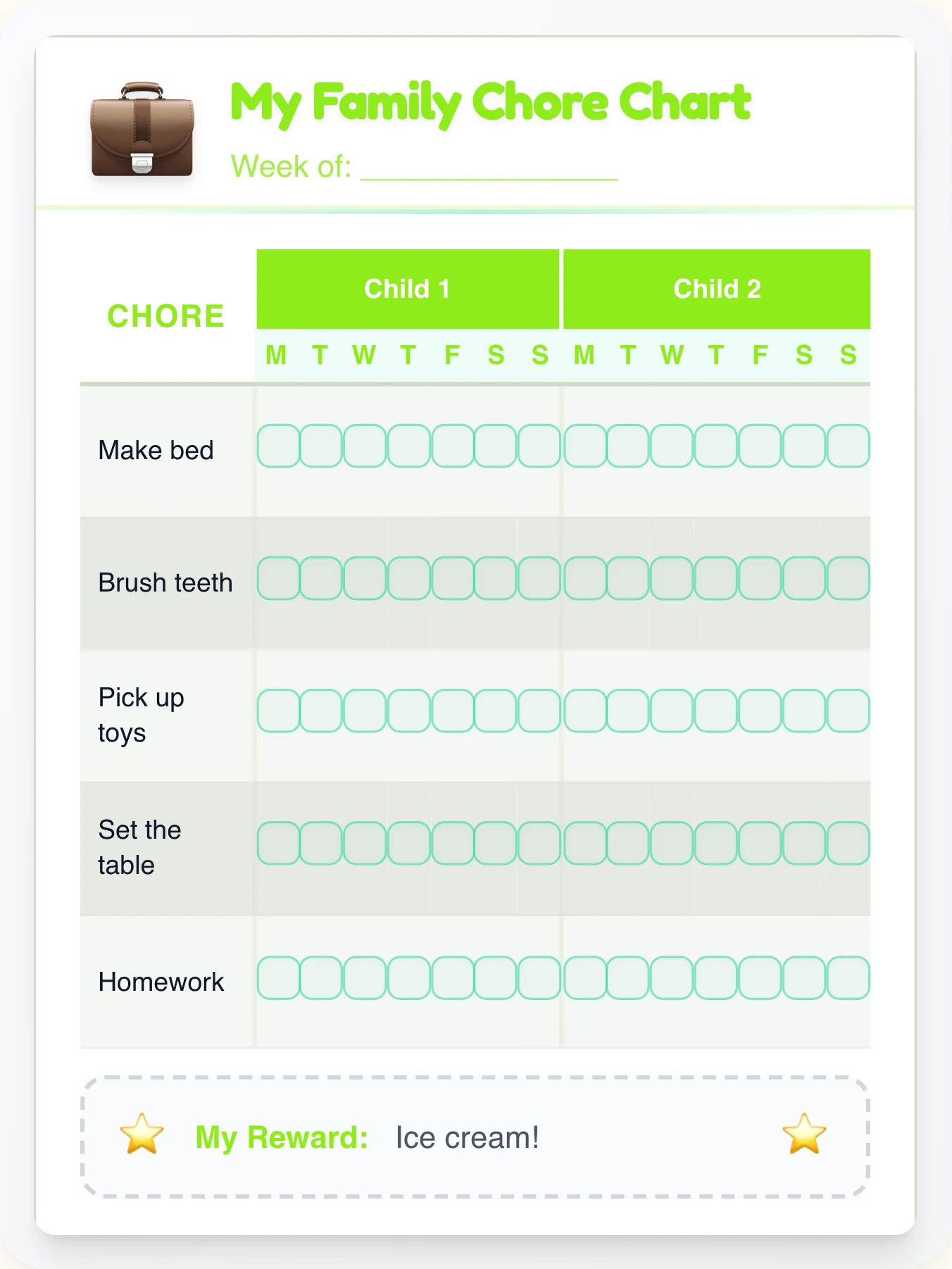 Playful Professional Group Planner - printable professional chore chart