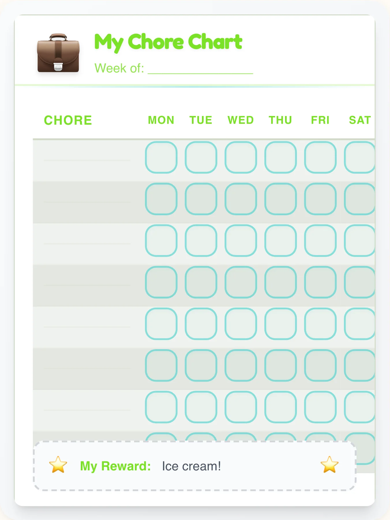 Quiet Professional Open Template - printable professional chore chart