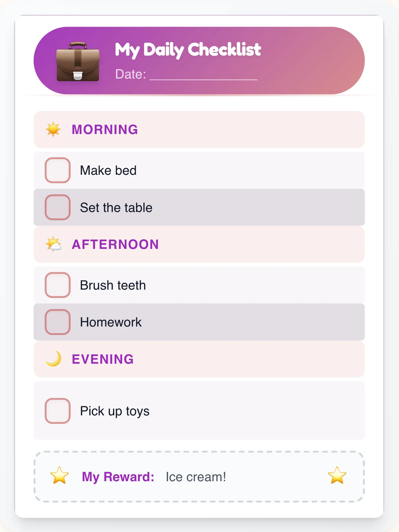 Urban Professional Day Tracker - printable professional chore chart