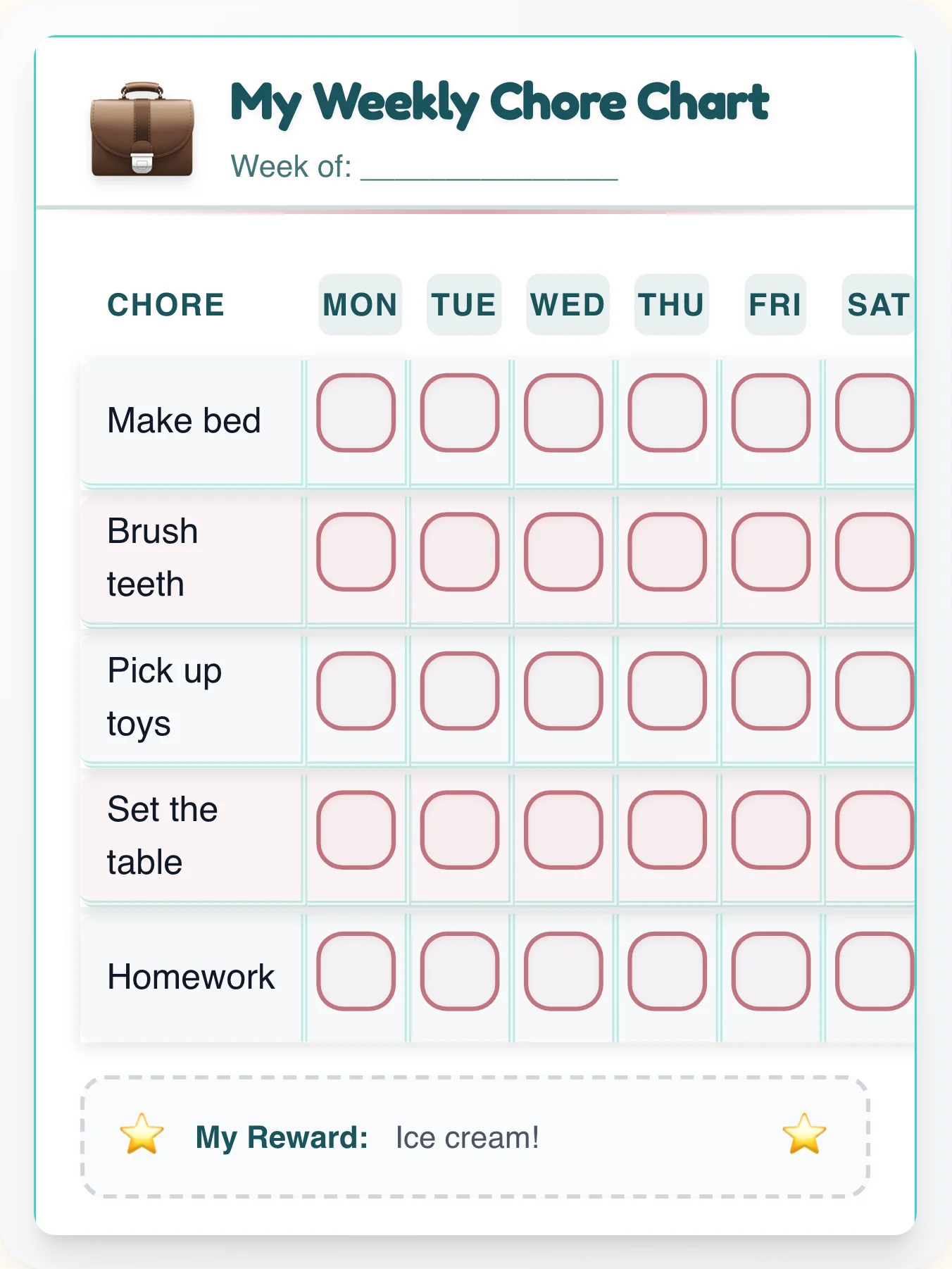 Heritage Crest Chore Chart - printable professional chore chart