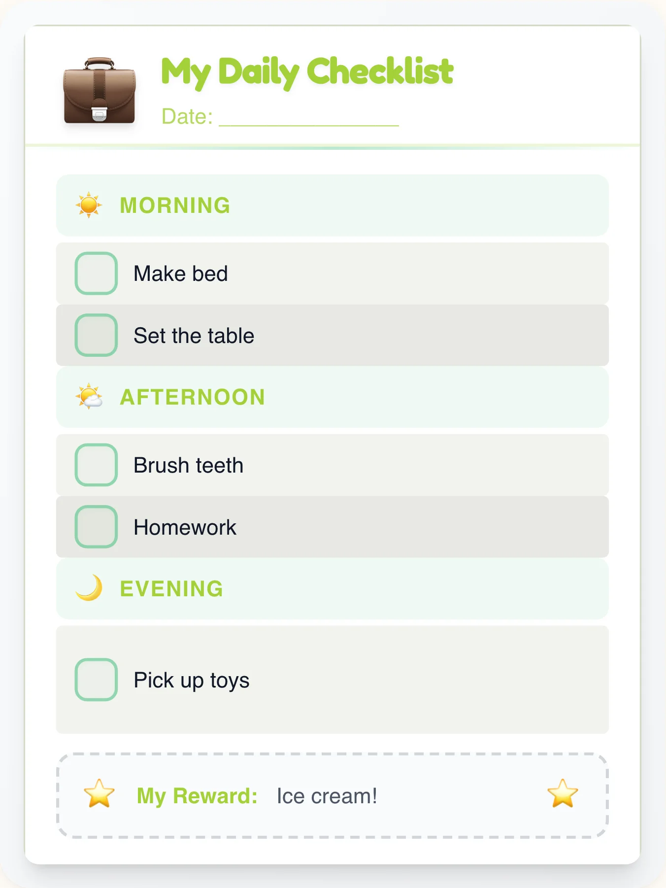 Noble Professional Day Tracker - printable professional chore chart