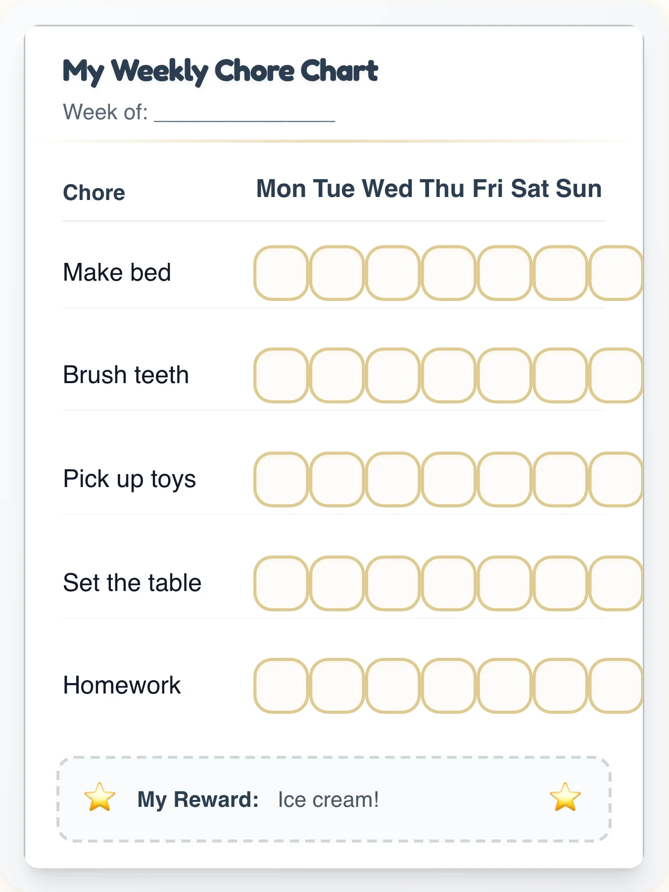 Executive Slate Wash Chore Chart - printable professional chore chart