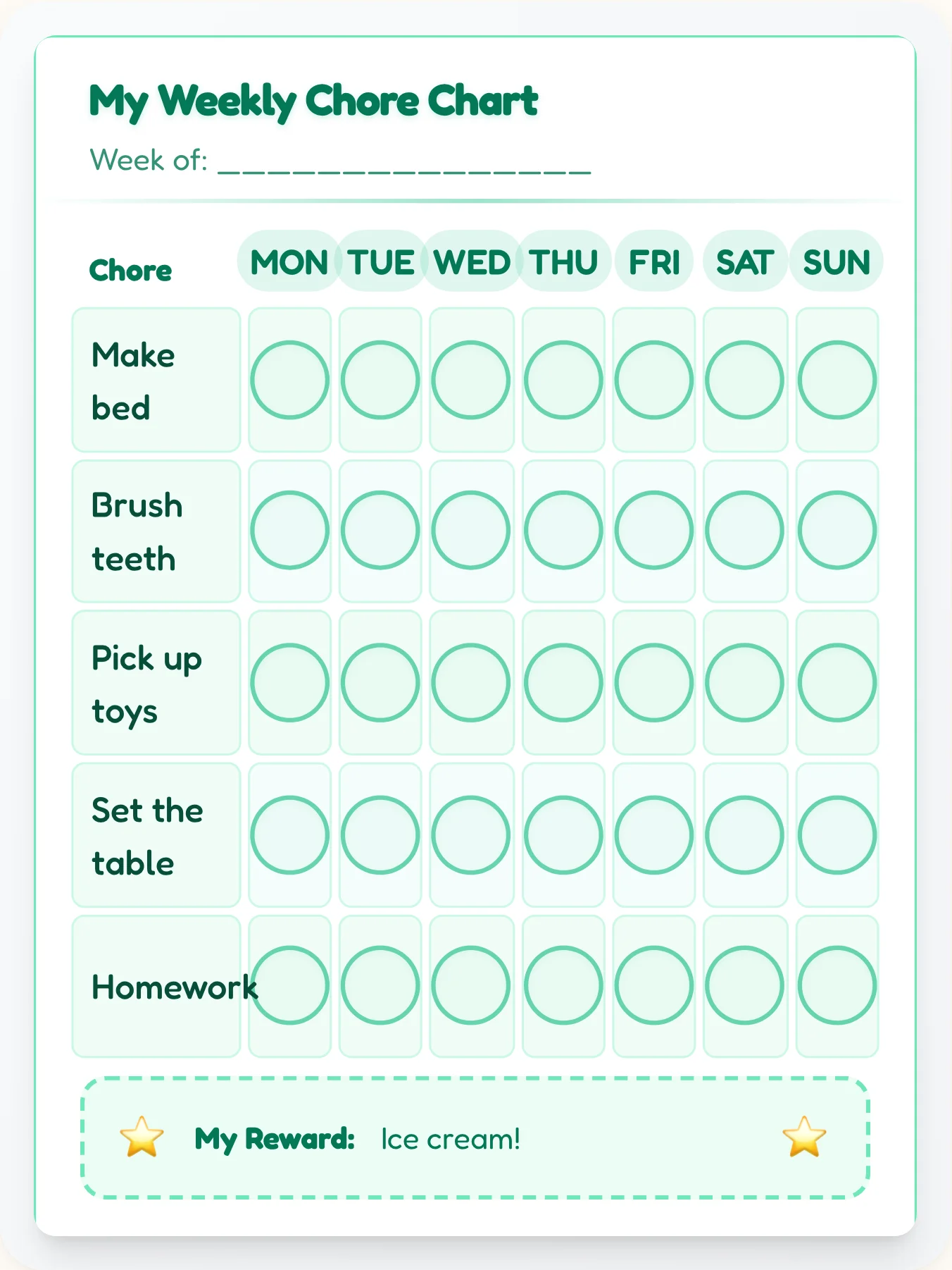 Science Chore Chart — Free Printable Template for Kids - printable science chore chart