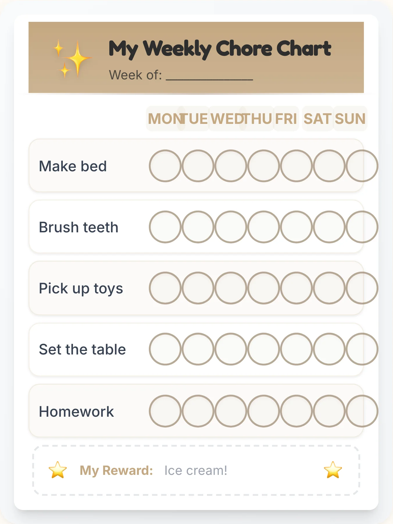Kraft & Ink Chore Chart - printable simplistic chore chart