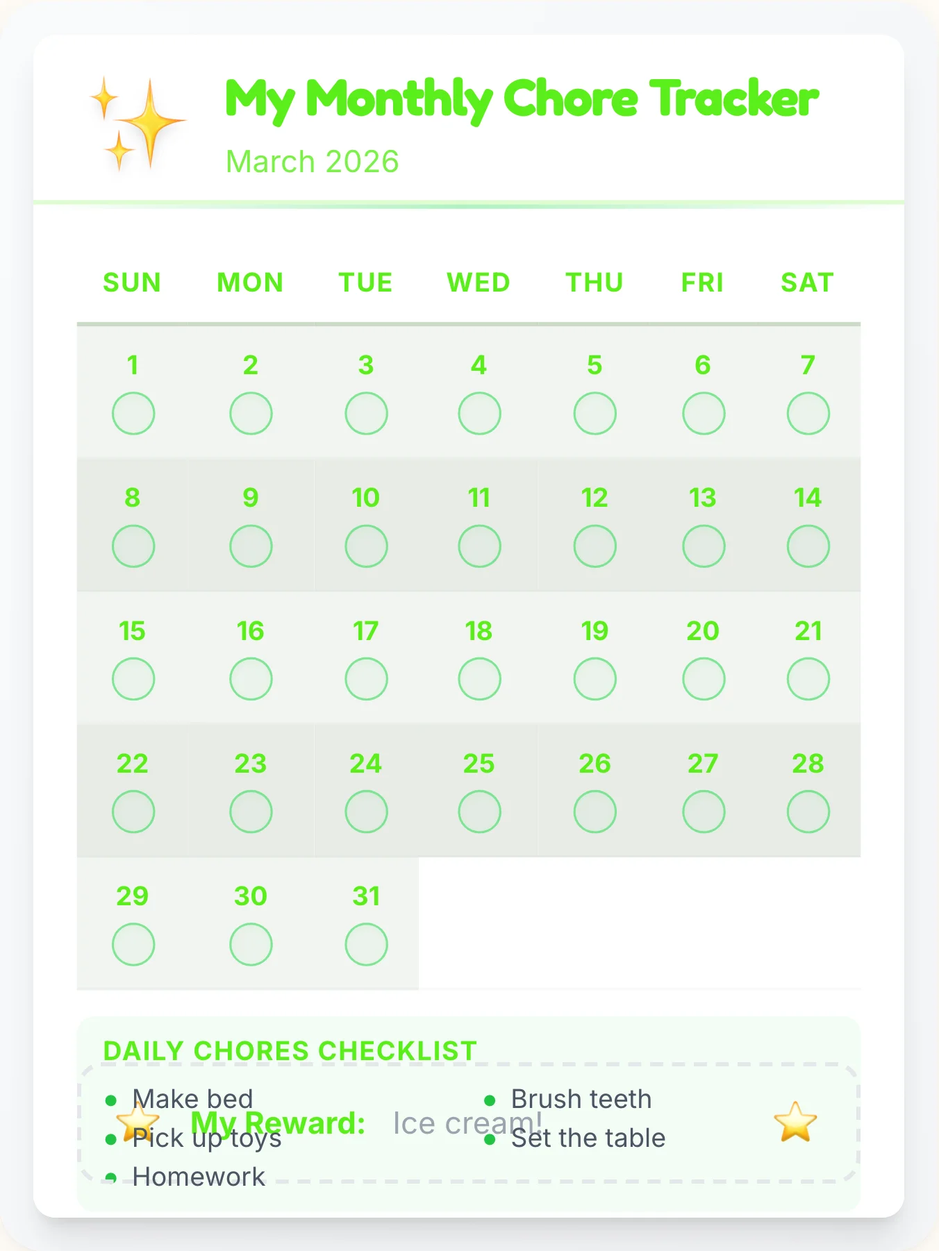 Radiant Simplistic Calendar Board - printable simplistic chore chart