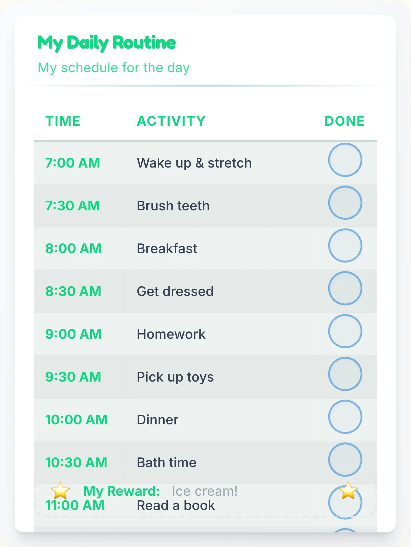 Dainty Simplistic Daily Routine - printable simplistic chore chart