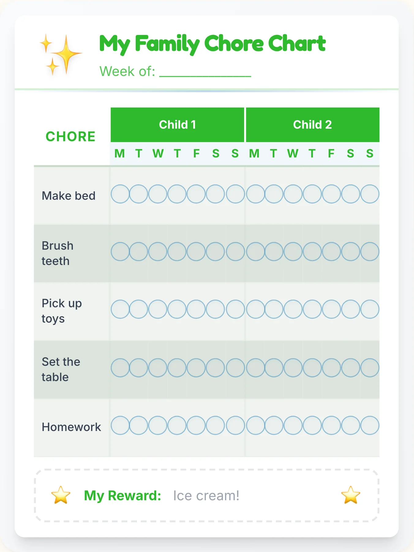 Vivid Simplistic Sibling Board - printable simplistic chore chart