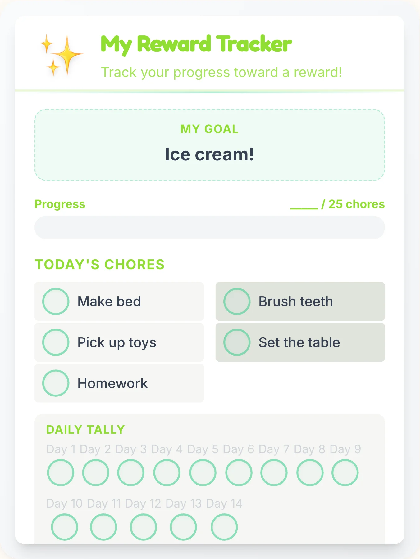 Playful Simplistic Achievement Board - printable simplistic chore chart