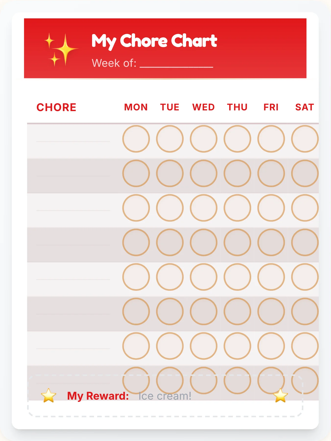 Glossy Simplistic Custom Chart - printable simplistic chore chart
