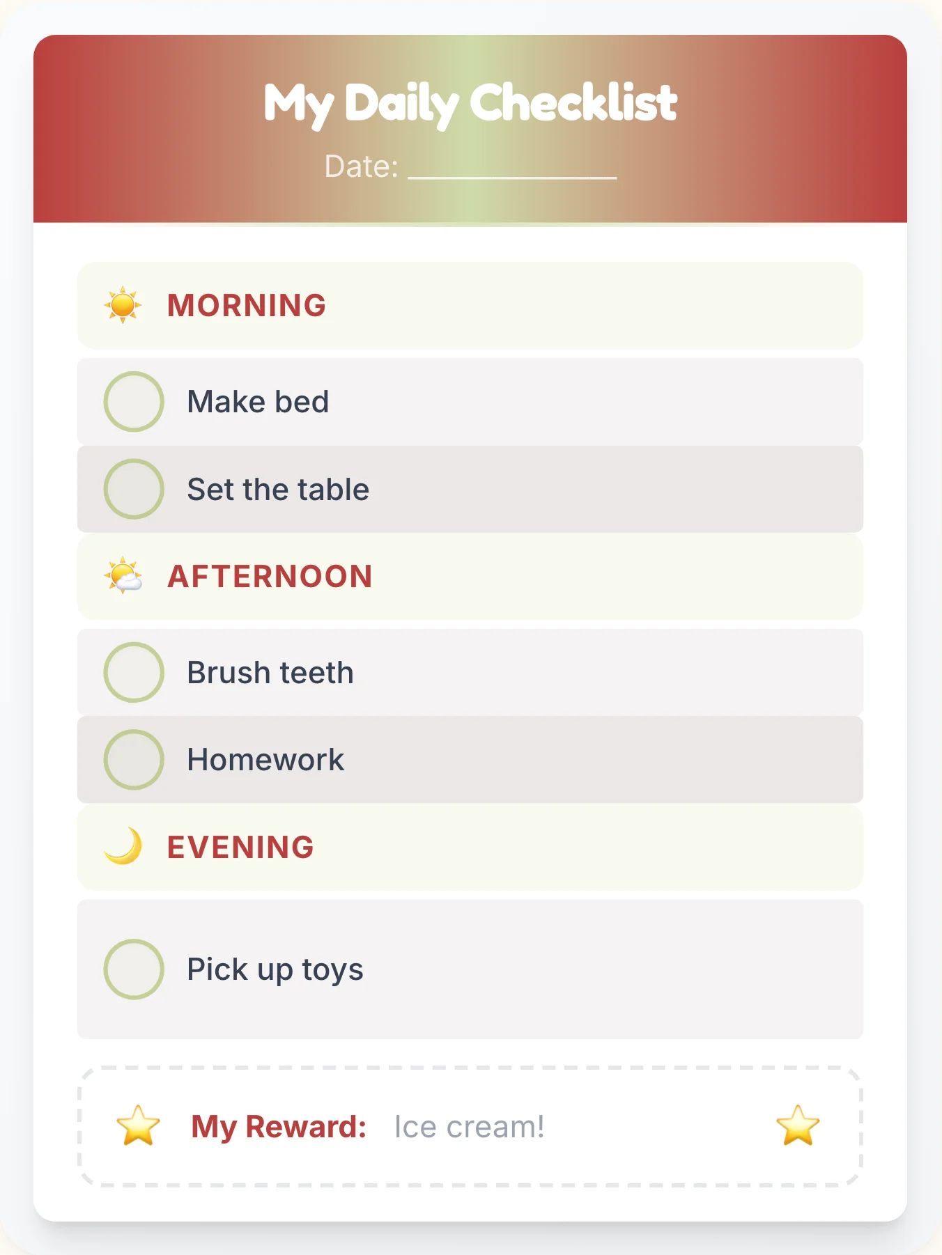 Bright Simplistic Checklist - printable simplistic chore chart