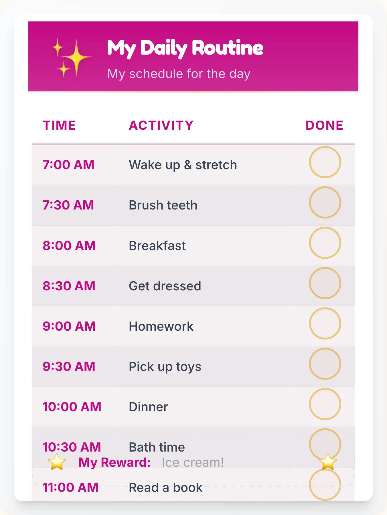 Calm Simplistic Time Planner - printable simplistic chore chart