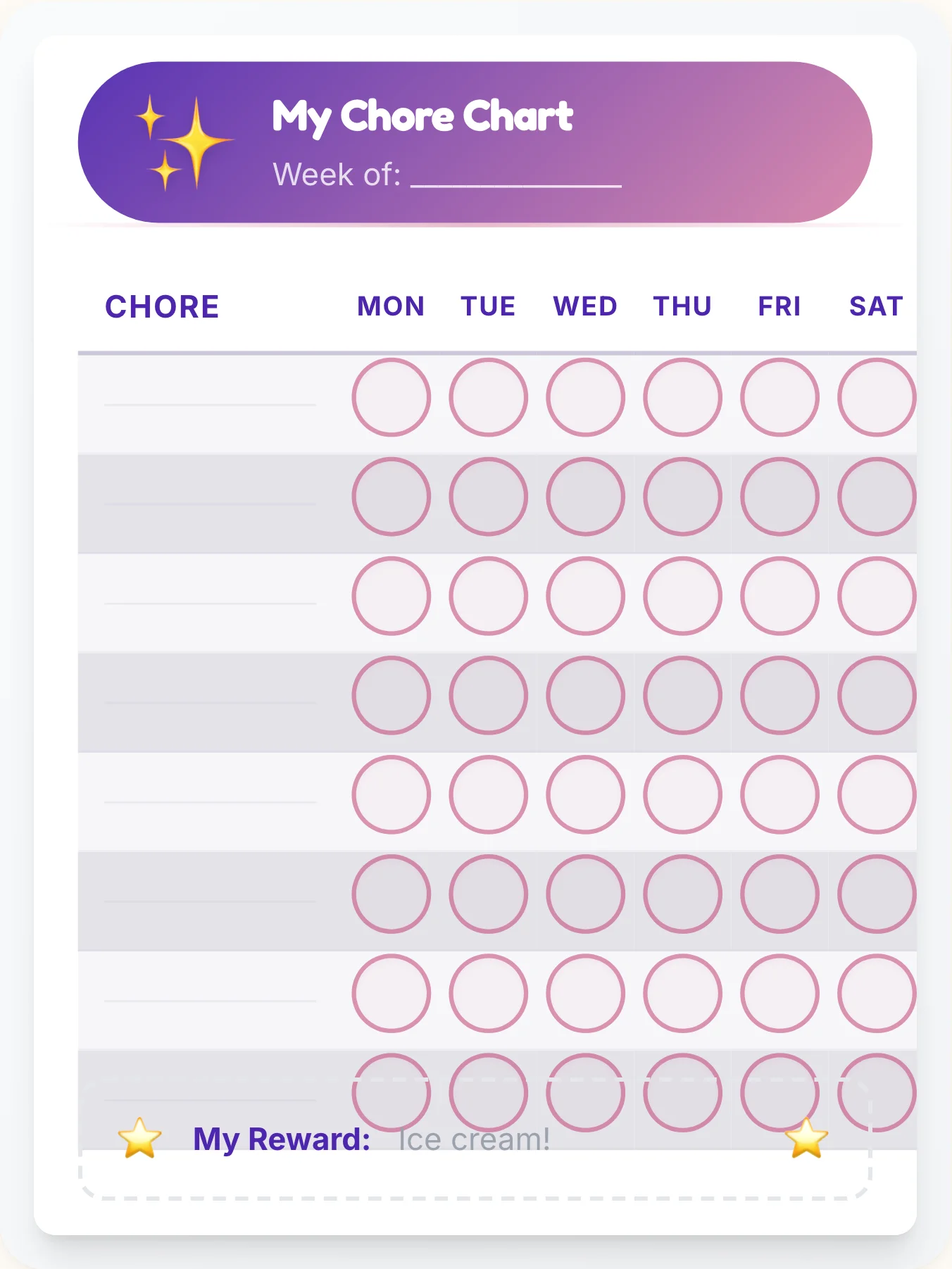 Royal Simplistic Open Template - printable simplistic chore chart