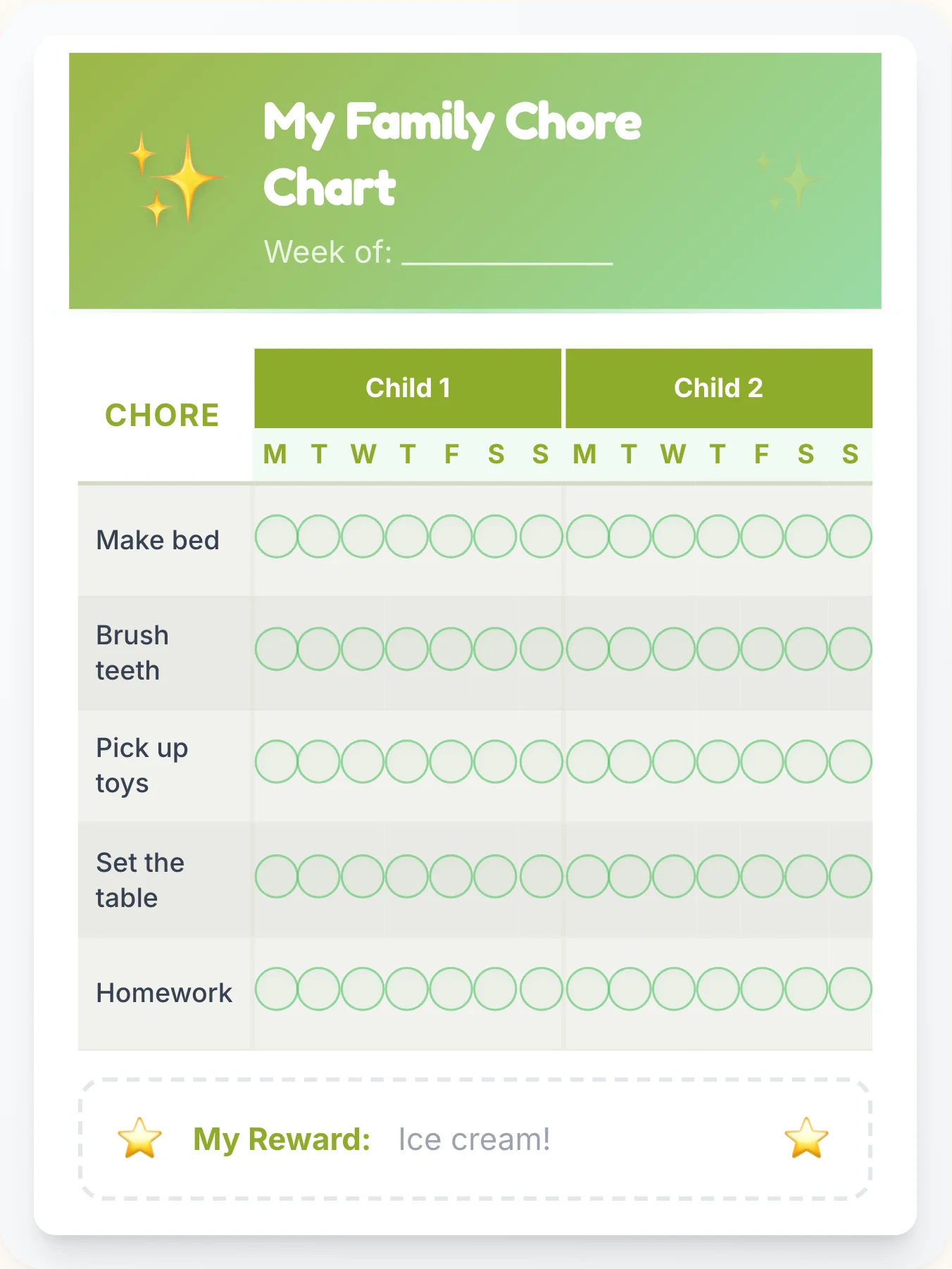 Noble Simplistic Sibling Board - printable simplistic chore chart