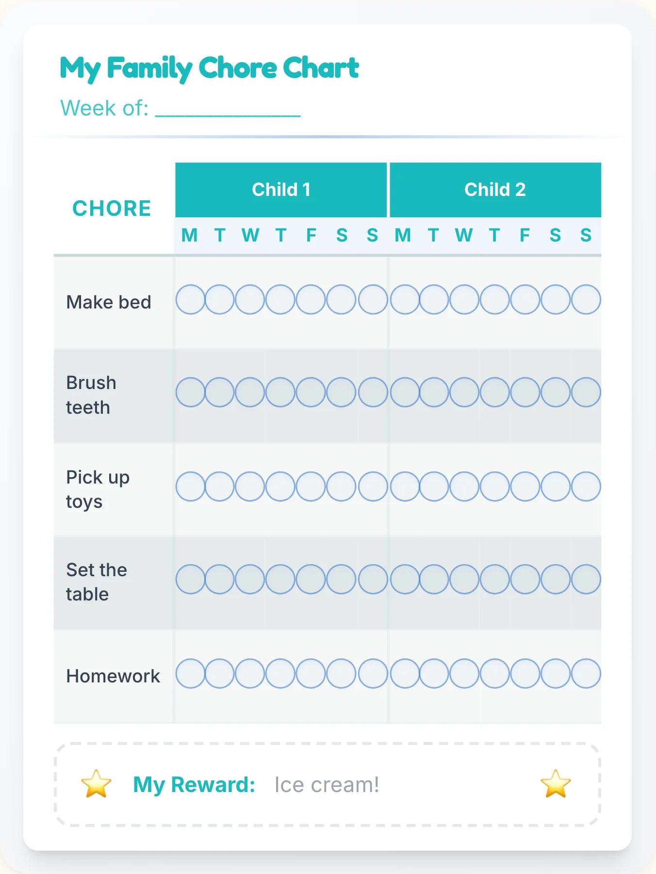 Gentle Simplistic Sibling Board - printable simplistic chore chart