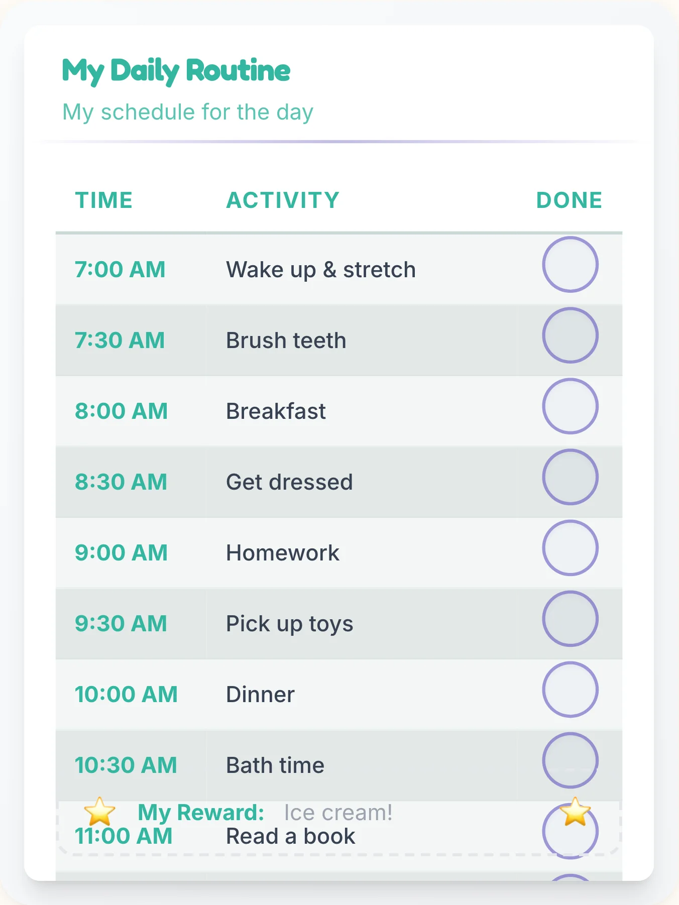 Funky Simplistic Schedule Chart - printable simplistic chore chart