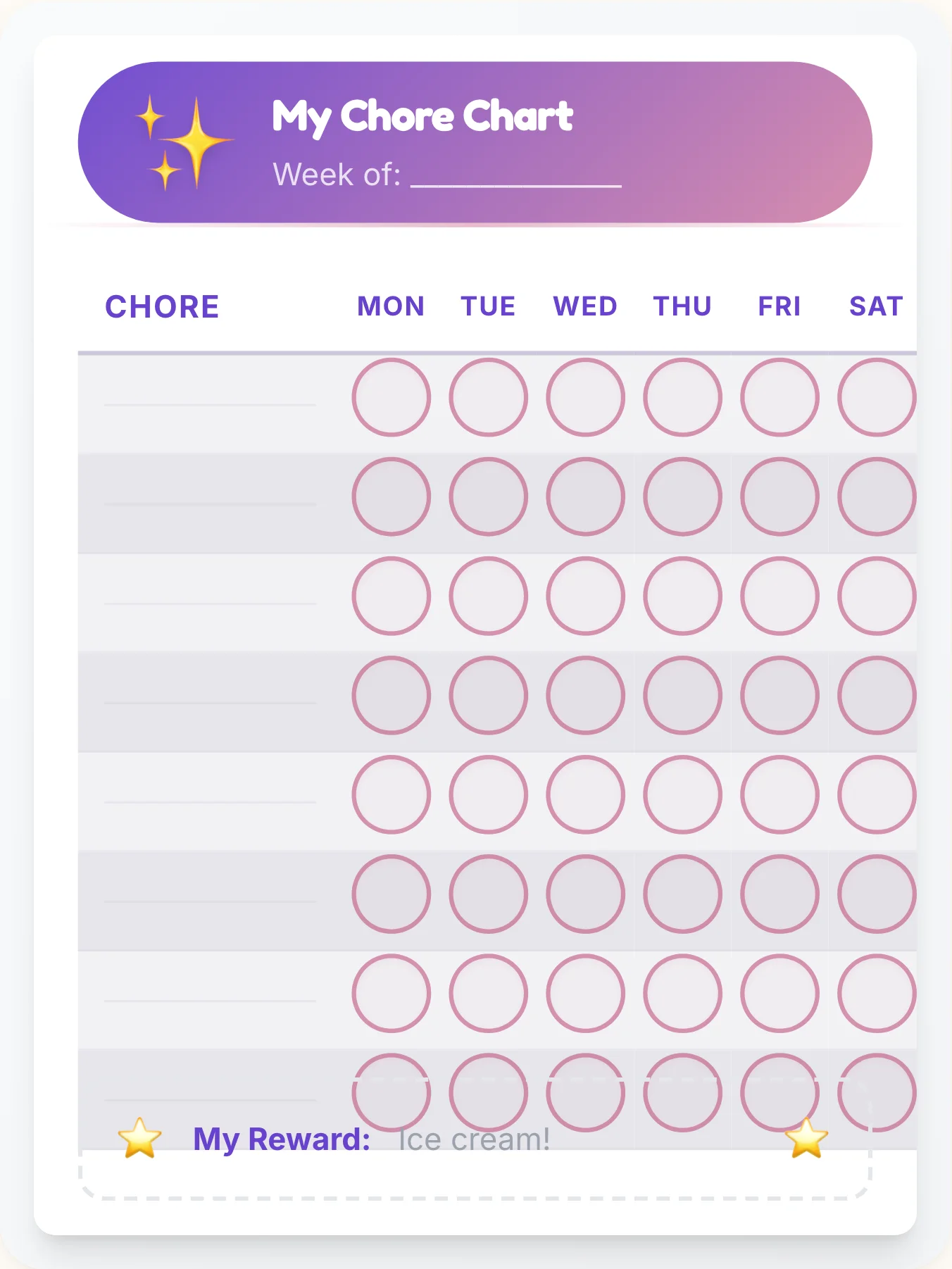 Royal Simplistic Custom Chart - printable simplistic chore chart