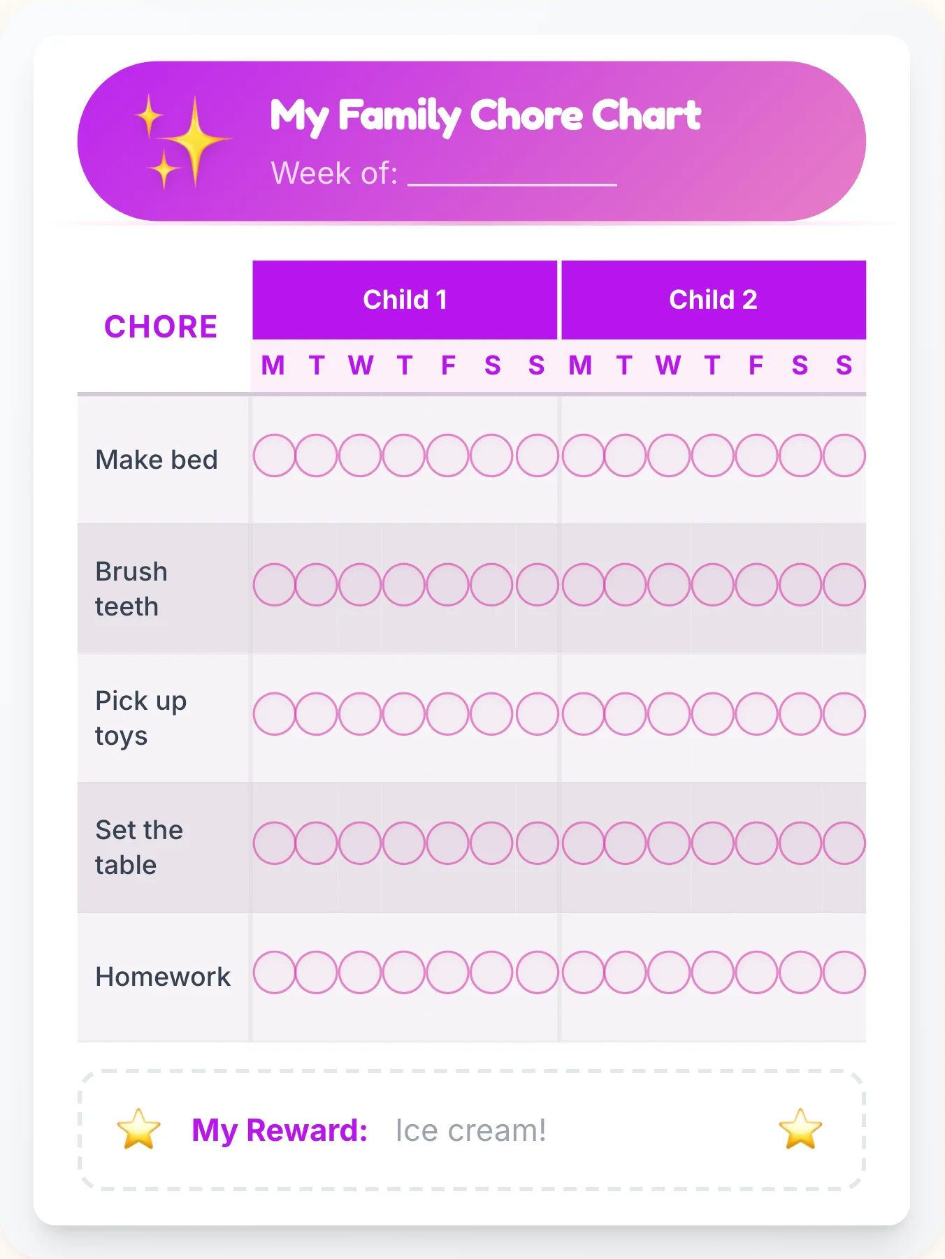 Urban Simplistic Group Planner - printable simplistic chore chart