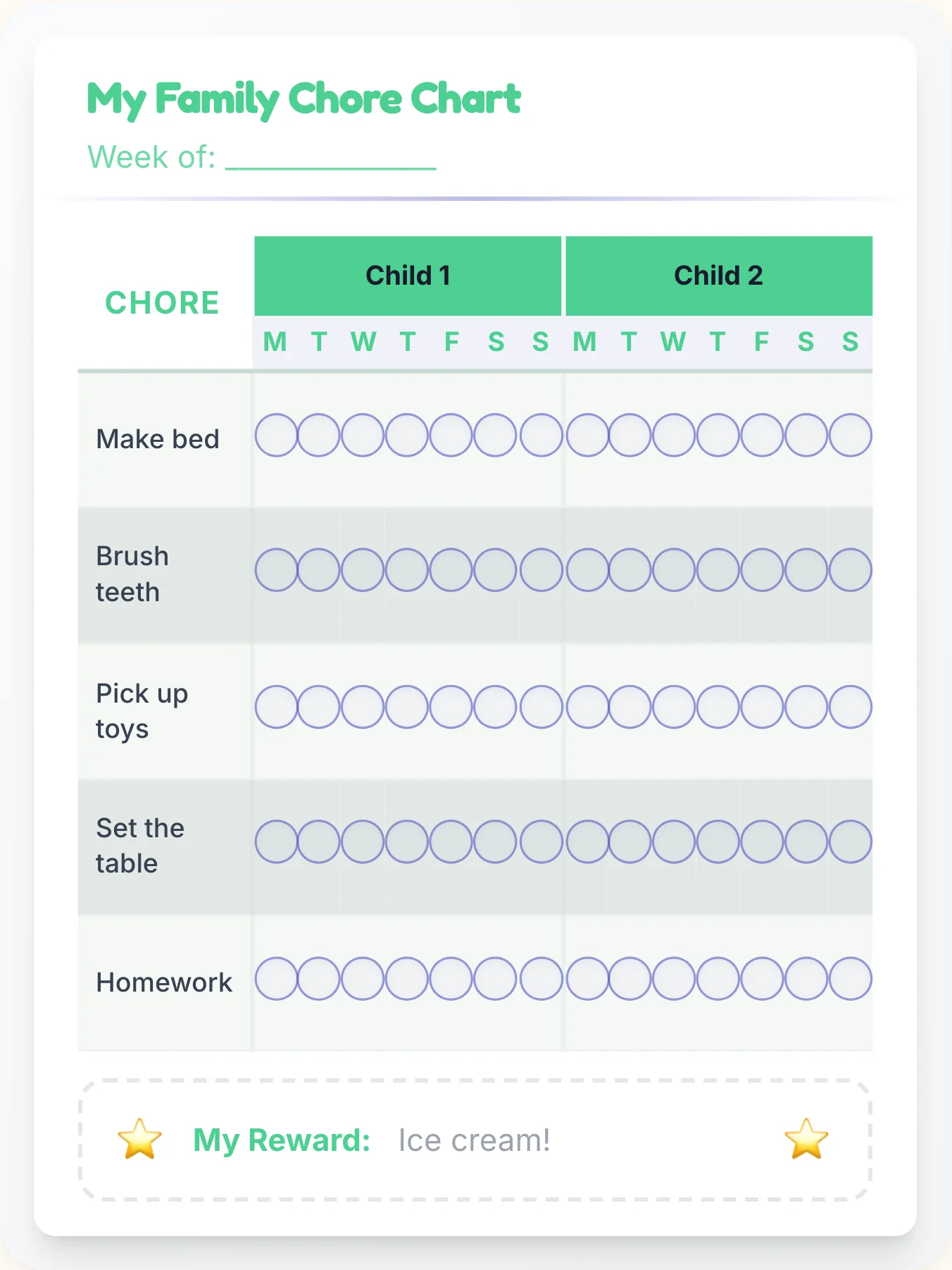 Cheerful Simplistic Sibling Board - printable simplistic chore chart