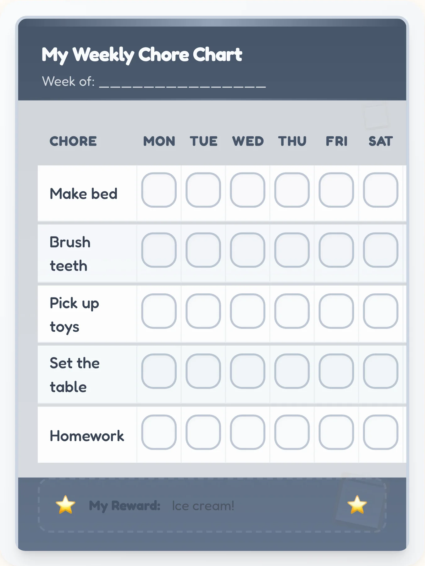 Slate Professional Duty Roster - printable professional chore chart