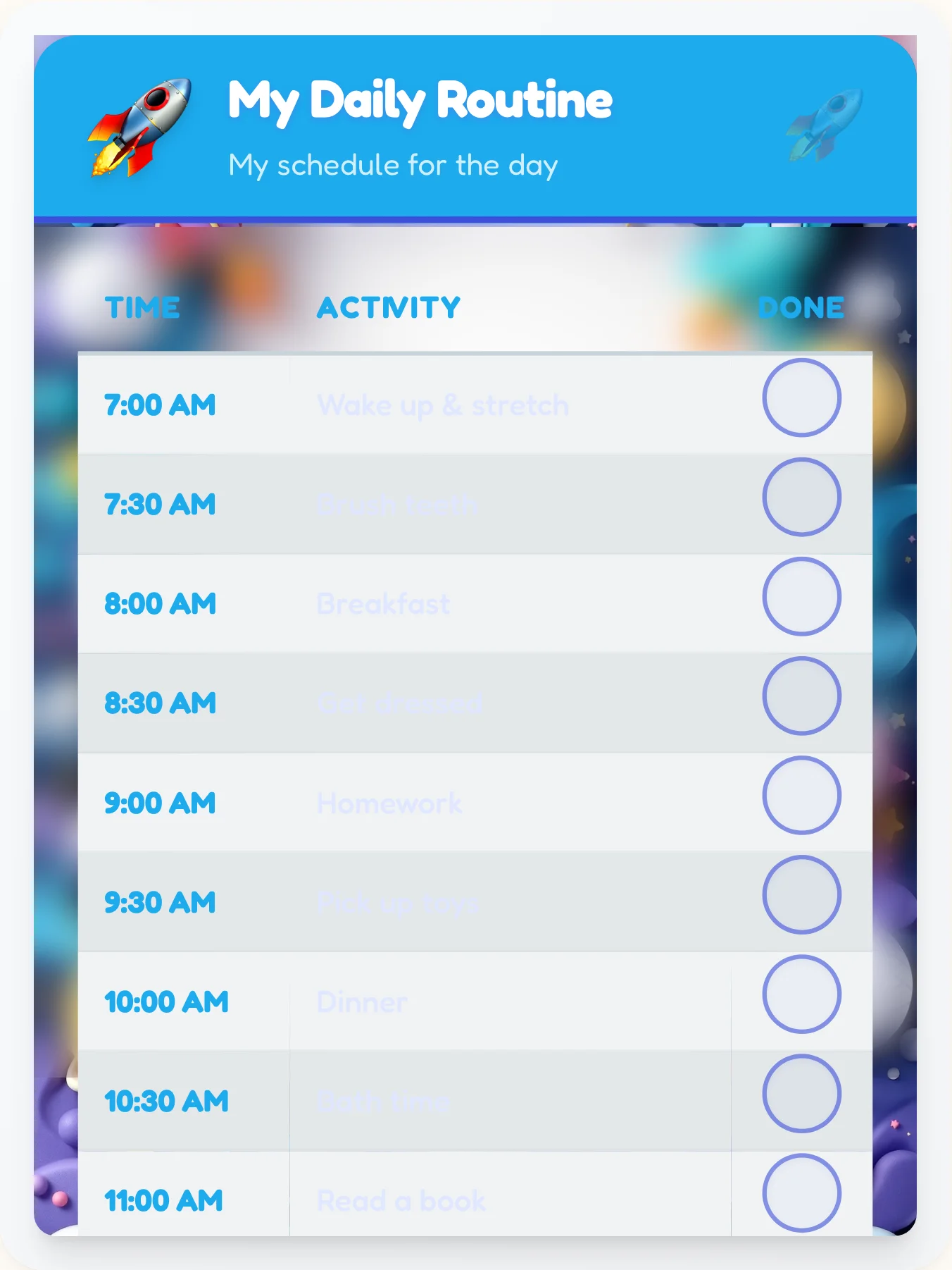 Inspiring Space Flow Chart - printable space chore chart