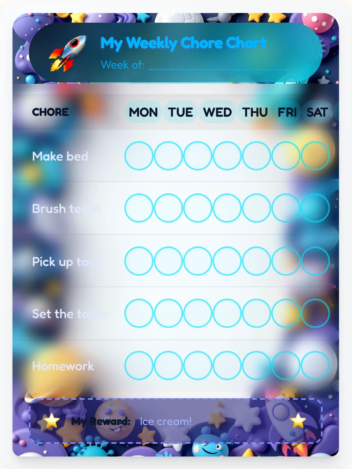 Mission Control Chore Chart - printable space chore chart
