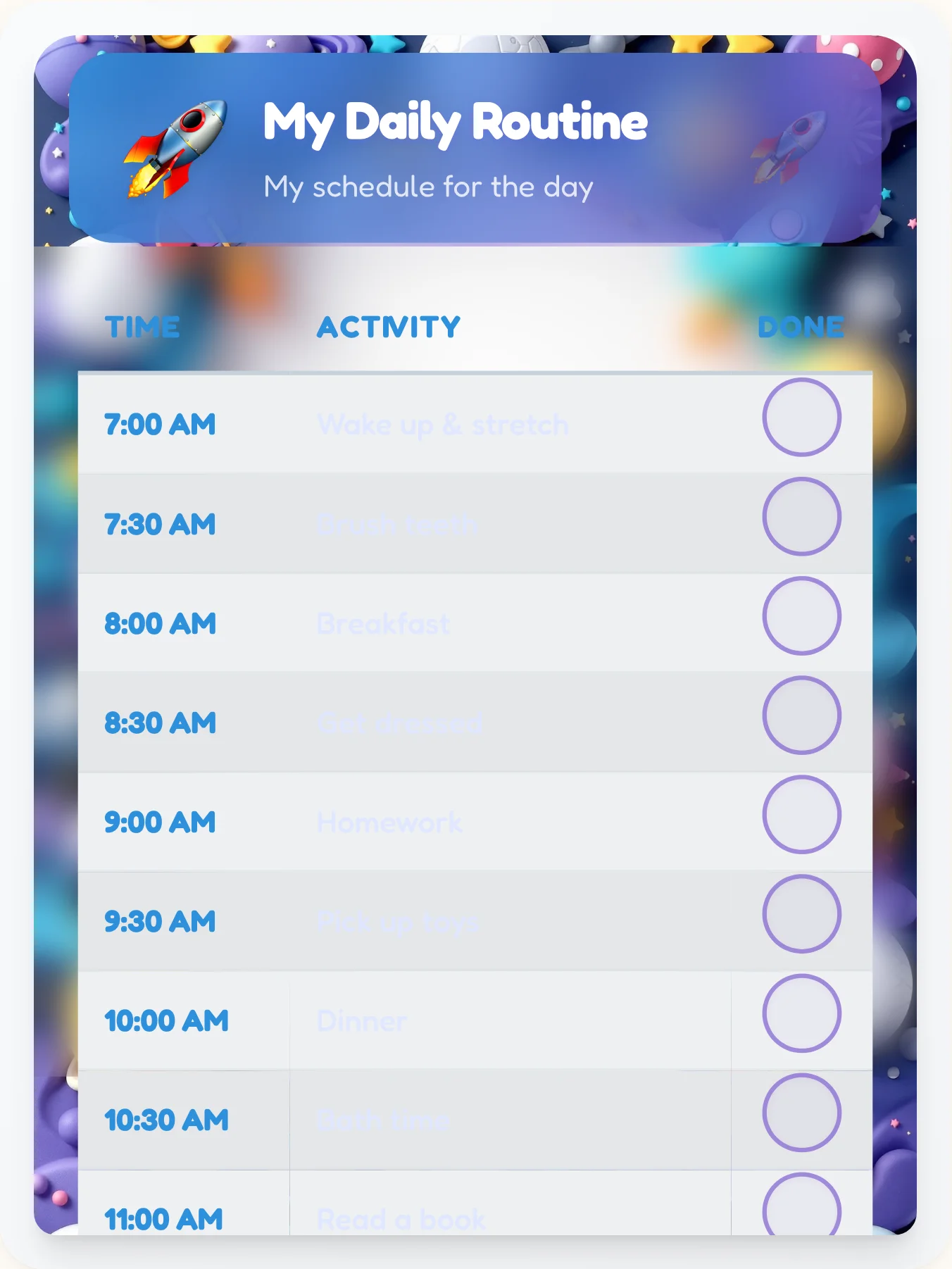 Joyful Space Flow Chart - printable space chore chart