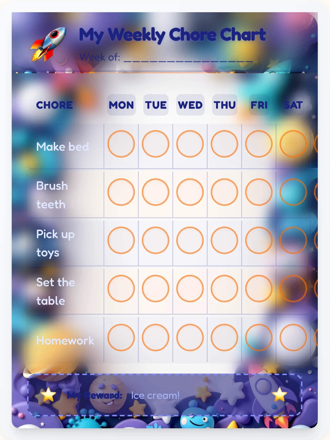 Cosmic Atlas Chore Chart - printable space chore chart