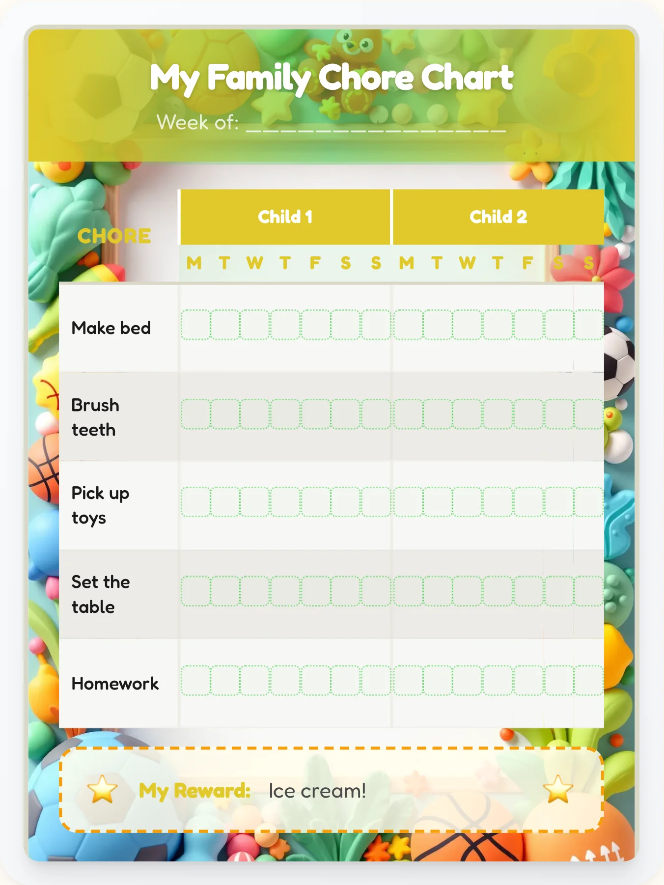 Jolly Sports Team Chart - printable sports chore chart