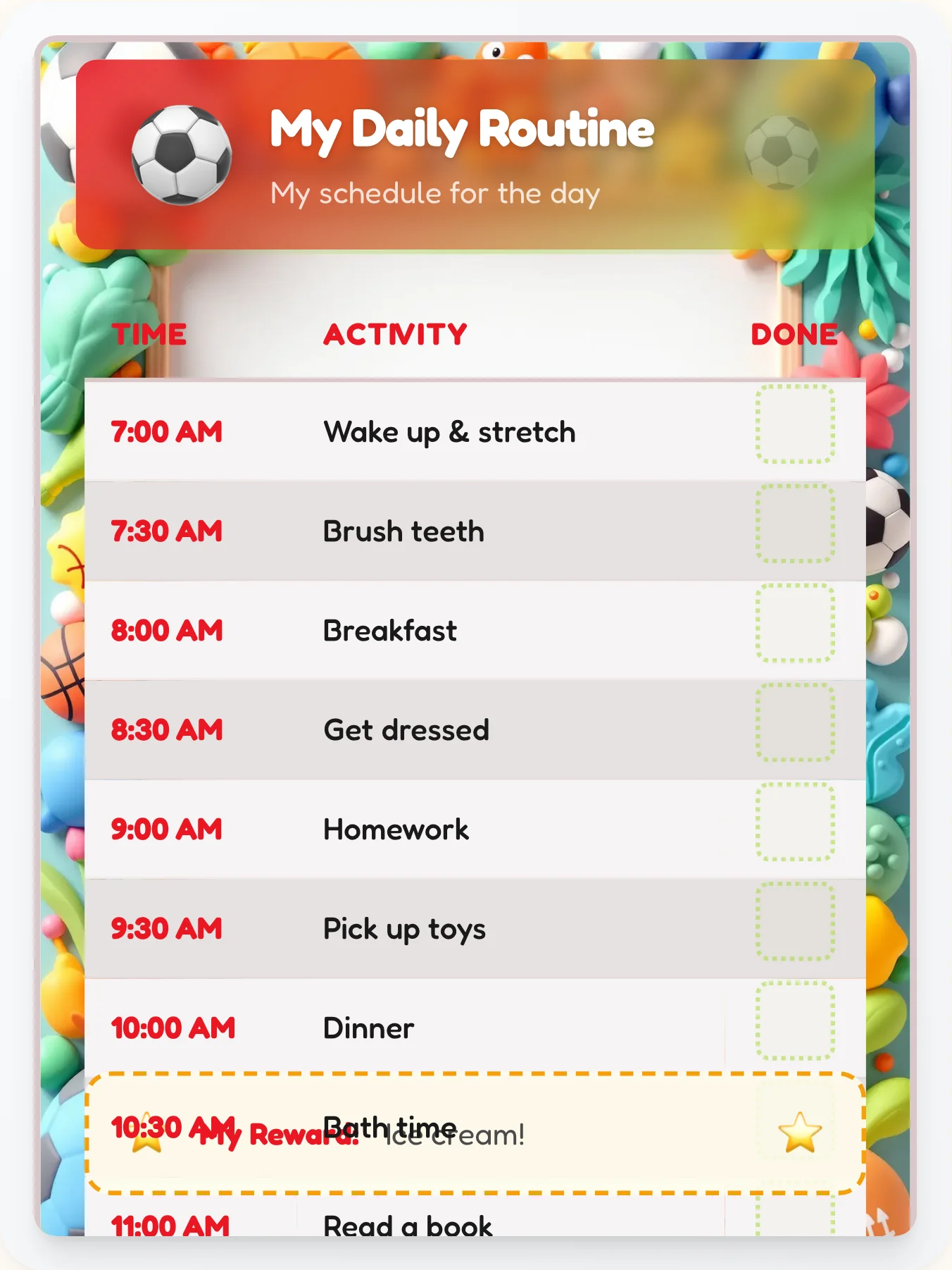 Glossy Sports Flow Chart - printable sports chore chart
