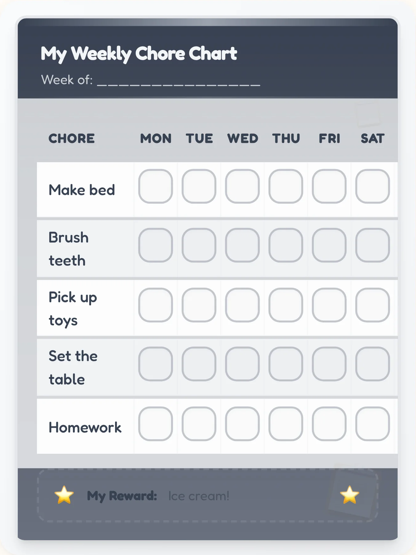 Steel Gray Team Assignment Board - printable professional chore chart
