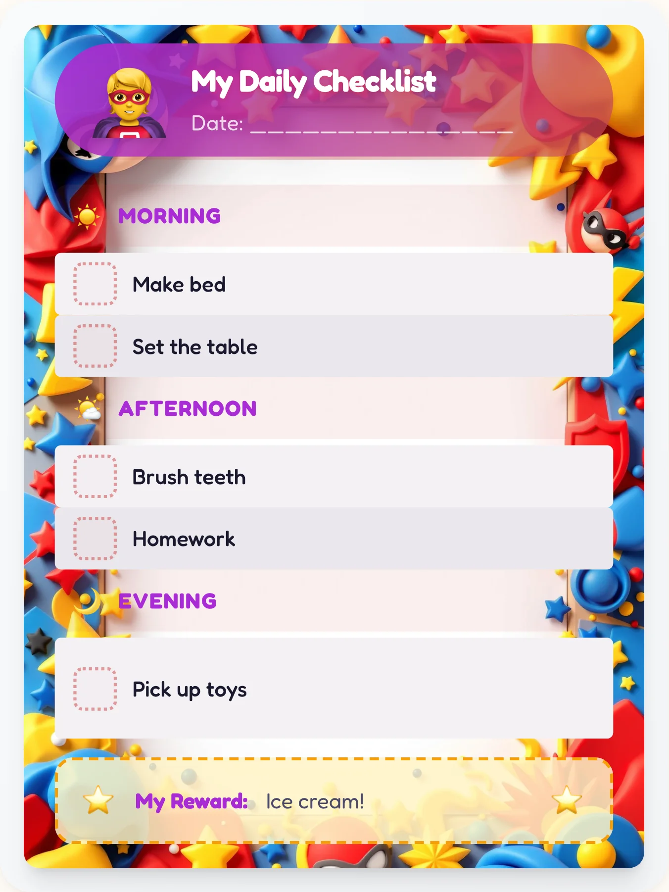 Urban Superhero To-Do Chart - printable superhero chore chart
