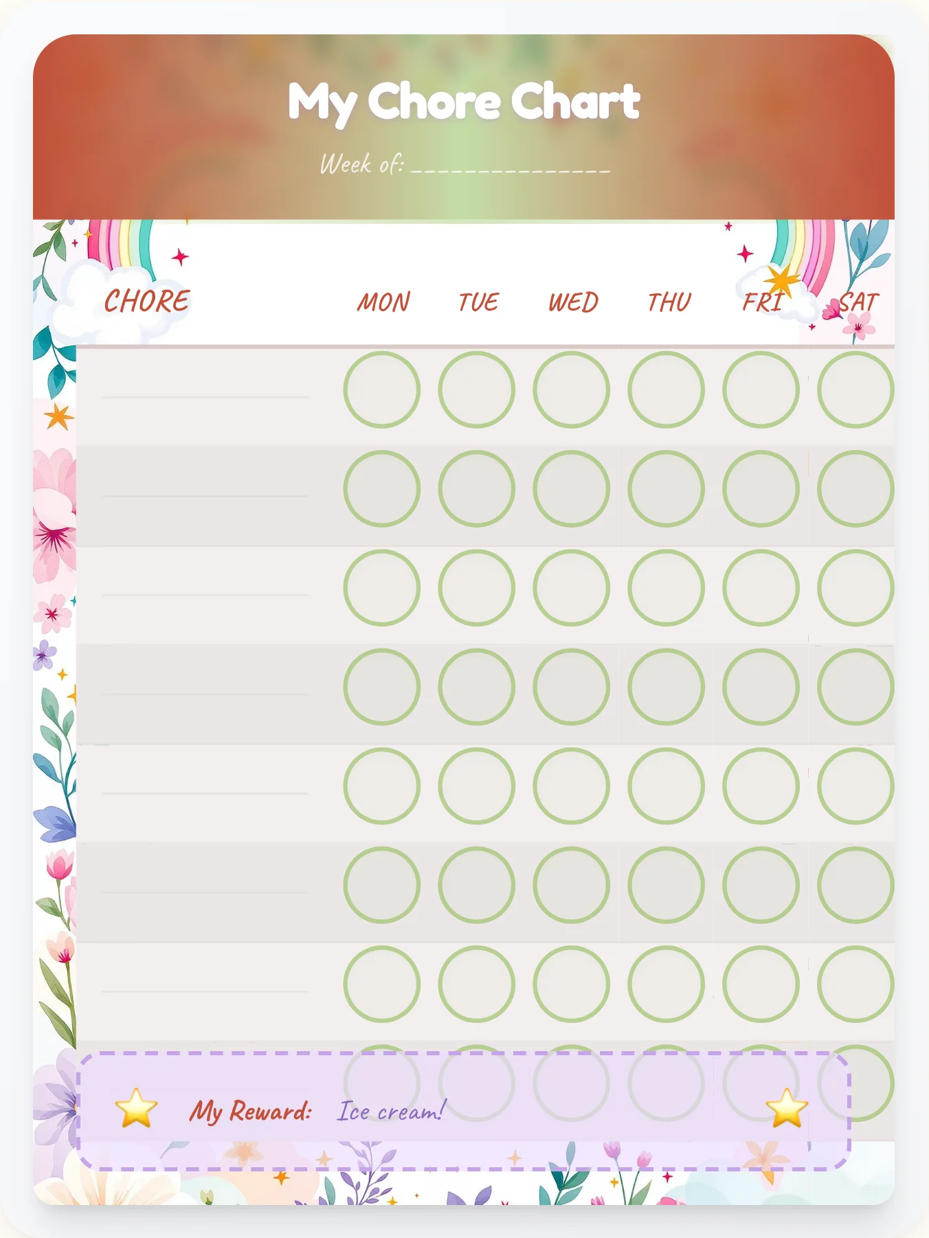 Cozy Unicorn Blank Canvas - printable unicorn chore chart